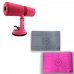 ATTREZZO BARRA CON VENTOSA PER ALLENAMENTO ADDOMINALI A PAVIMENTO JR001 + TAPPETINO YOGA FITNESS 61x40 SPESSORE 6mm FUCSIA 94791