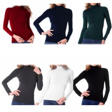  3x o 6x MAGLIE DA DONNA CALDO A MEZZO COLLO MANICHE LUNGHE IN VARI COLORI E TAGLIE VKA21